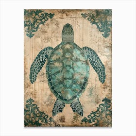 Ornamental Sea Turtle Wallpaper Style 2 Canvas Print