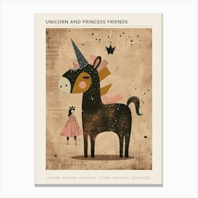 Unicorn & Princess Muted Pastels 2 Poster Canvas Print