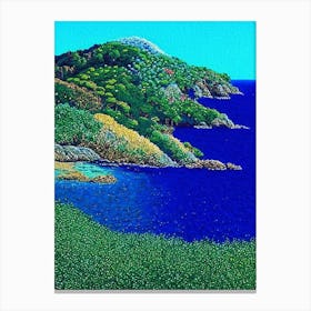 Atlantic Islands Of Galicia National Park Spain Pointillism Canvas Print