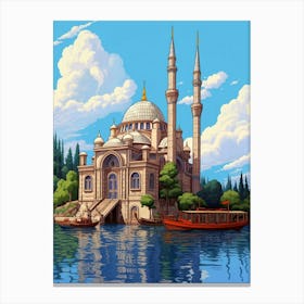 Ortaky Mosque Pixel Art 6 Canvas Print