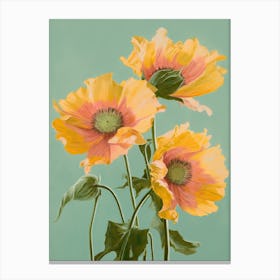 Sunflowers Flowers Acrylic Painting In Pastel Colours 10 Canvas Print