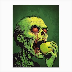 Scary Zombie Eating An Apple 3 Canvas Print