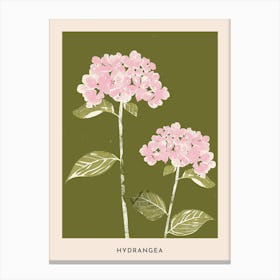 Pink & Green Hydrangea 1 Flower Poster Canvas Print