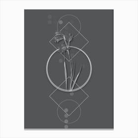 Vintage Painted Lady Botanical with Line Motif and Dot Pattern in Ghost Gray n.0122 Canvas Print