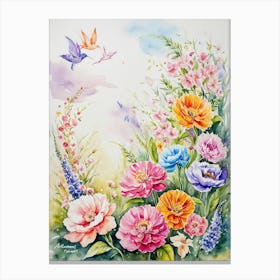 Watercolor Of Flowers 11 Canvas Print