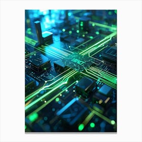 Abstract Depiction Of Advanced Cybersecurity Concept Interlacing Neural Network Patterns And Thick (1) Canvas Print