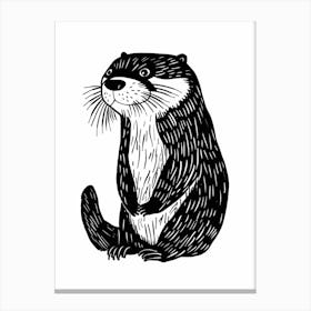 B&W Otter 2 Canvas Print