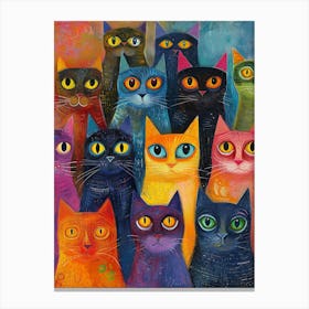 Beautiful Painting Funky Cats 19 Canvas Print