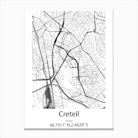 Creteil,France Minimalist Map Canvas Print