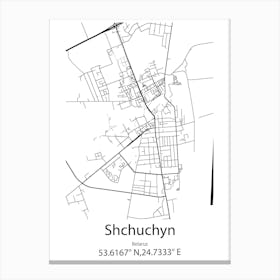 Shchuchyn,Belarus Minimalist Map Canvas Print