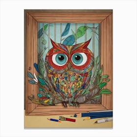 Owl In A Frame Canvas Print