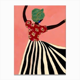 Dancer In Striped Dress Canvas Print