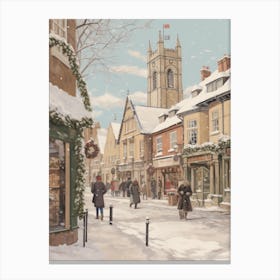 Vintage Winter Illustration Stratford Upon Avon United Kingdom 2 Canvas Print