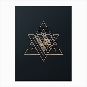 Abstract Geometric Gold Glyph on Dark Teal n.0226 Canvas Print
