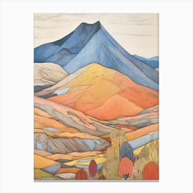 Stob Binnein Scotland 2 Colourful Mountain Illustration Canvas Print