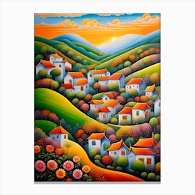 Village At Sunset 1 Canvas Print