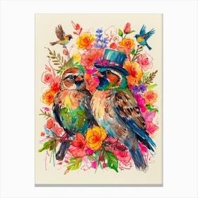 Two Birds In A Hat Canvas Print