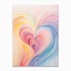 Whimiscal Rainbow Swirl Line Heart 4 Canvas Print
