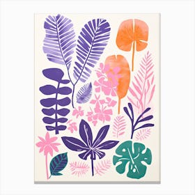 Colourful Botanical Risograph Style 3 Canvas Print