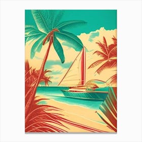 Bahamas Beach Vintage Sketch Tropical Destination Canvas Print