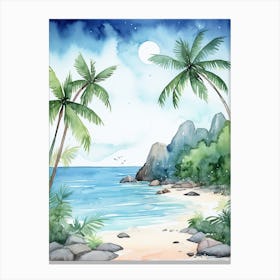 Watercolour Of Anse Source D Argent   La Digue Seychelles 0 Canvas Print