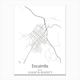 Escuintla,Mexico Minimalist Map Canvas Print