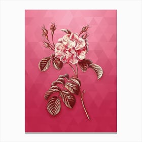 Vintage Pink Wild Rose Botanical in Gold on Viva Magenta n.0122 Canvas Print
