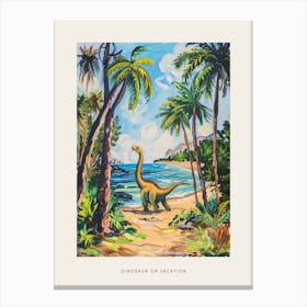 Dinosaur On The Beach Painting 2 Poster Canvas Print