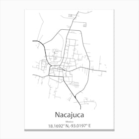 Nacajuca,Mexico Minimalist Map Canvas Print