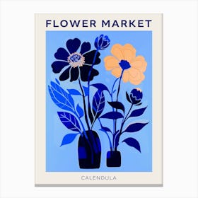 Blue Flower Market Poster Calendula 1 Canvas Print