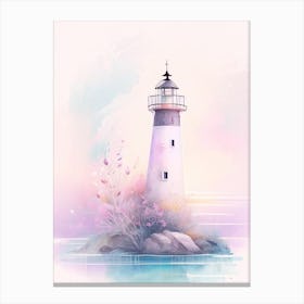 Lighthouse Waterscape Gouache 2 Canvas Print