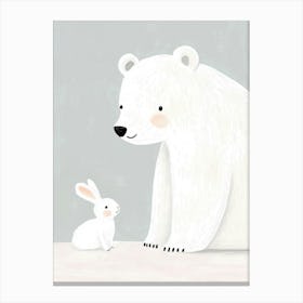 Polar Bear And Rabbit, Nursery Wall Art for Kids Canvas Print