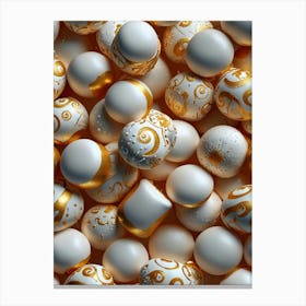 White And Gold Easter Eggs Canvas Print