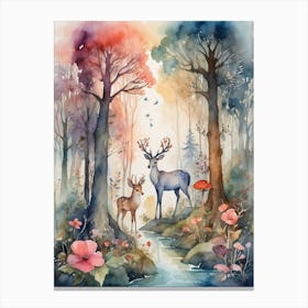 Deer In The Forest Canvas Print