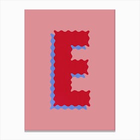 Ric Rac Letter E Pink Canvas Print