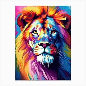 Lion Art Painting Colour Field Style 4 Canvas Print