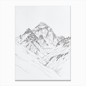 Nanga Parbat Pakistan Line Drawing 4 Canvas Print