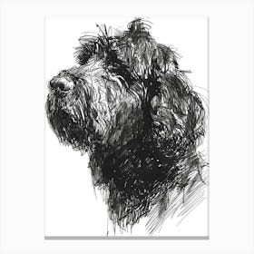 Black Russian Terrier Dog Line Sketch 1 Canvas Print