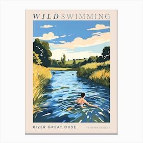 Wild Swimming At River Great Ouse Bedfordshire 2 Poster Canvas Print