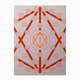Geometric Abstract Glyph Circle Array in Tomato Red n.0175 Canvas Print