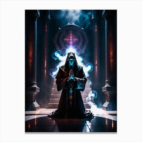 Dark priest praying 1 Canvas Print