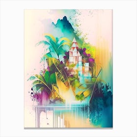 Belize Watercolour Pastel Tropical Destination Canvas Print