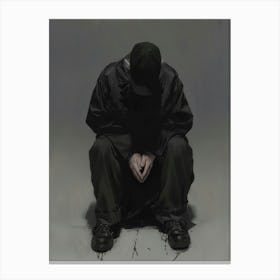 Man Sitting On The Ground Canvas Print