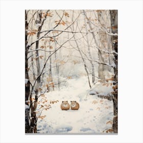 Winter Watercolour Hedgehog Canvas Print