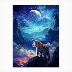 Tiger In The Night Sky Canvas Print