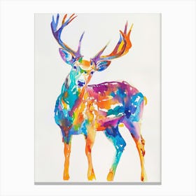 Deer Colourful Watercolour 2 Canvas Print