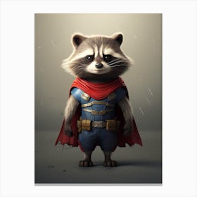 Raccoon In Superhero Costume Cute Funny 1 Canvas Print