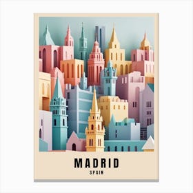 Madrid City Travel Poster Spain Low Poly (29) Canvas Print