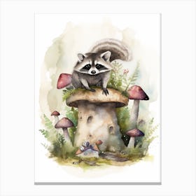 A Forest Raccoon Watercolour Illustration Storybook 2 Canvas Print