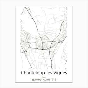 Chanteloup Les Vignes,France Minimalist Map Canvas Print